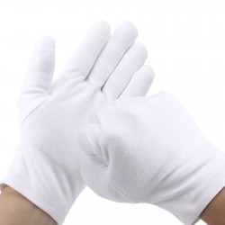 Soviya Work Gloves, 5 Pairs, White, 9 inch Long, for Handling Camera, Film, Photo and Jewelry Inspection