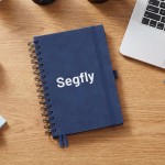 Segfly A5 Notebook, Grid, Hardcover, 120 Sheets/240 Pages, Spiral-bound, 100gsm, 5mm Paper, PU Leather Cover, Blue, 21.3 x 14.5 cm