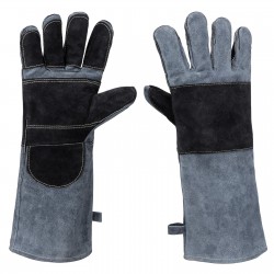Soviya Heat-resistant Gloves, Grey, 15.7 inch Long, for Oven, BBQ Grilling, Welding