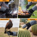 Soviya Heat-resistant Gloves, Grey, 15.7 inch Long, for Oven, BBQ Grilling, Welding Soviya Heat-resistant Gloves, Grey, 15.7 inch Long, for Oven, BBQ Grilling, Welding