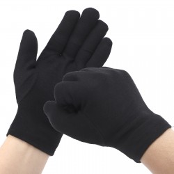 Soviya Work Gloves, 5 Pairs, Black, 9 inch Long, for Handling Camera, Film, Photo and Jewelry Inspection